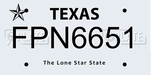 FPN6651 Texas License Plate