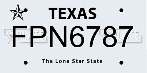 FPN6787 Texas License Plate