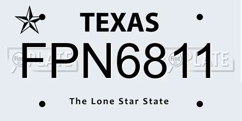 FPN6811 Texas License Plate