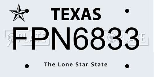 FPN6833 Texas License Plate