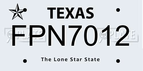 FPN7012 Texas License Plate