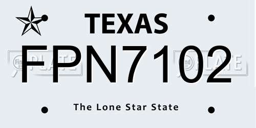 FPN7102 Texas License Plate