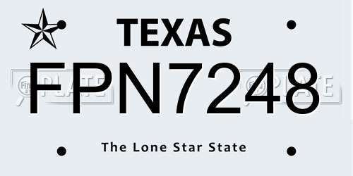 FPN7248 Texas License Plate
