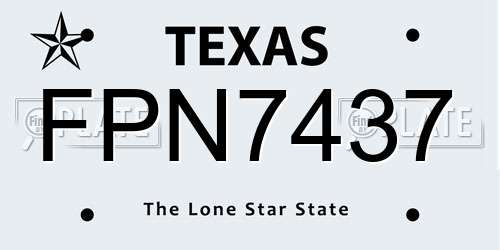 FPN7437 Texas License Plate