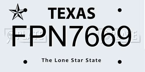 FPN7669 Texas License Plate