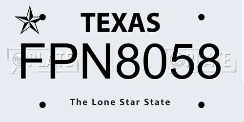 FPN8058 Texas License Plate