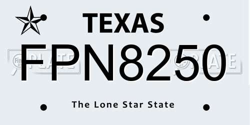 FPN8250 Texas License Plate