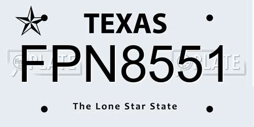 FPN8551 Texas License Plate