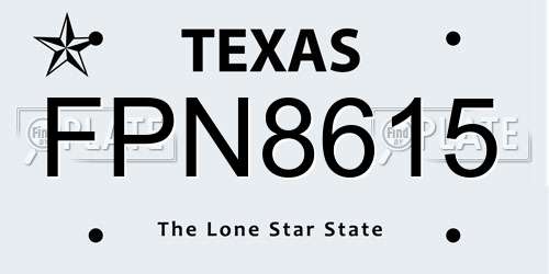 FPN8615 Texas License Plate