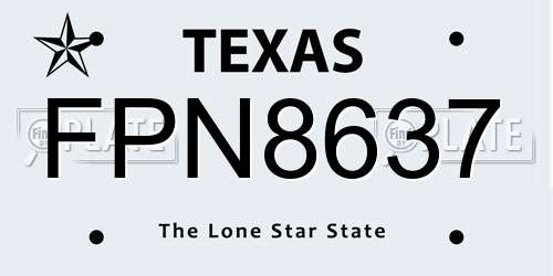 FPN8637 Texas License Plate