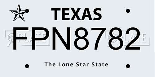 FPN8782 Texas License Plate