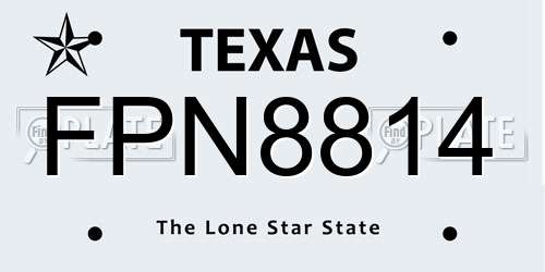 FPN8814 Texas License Plate