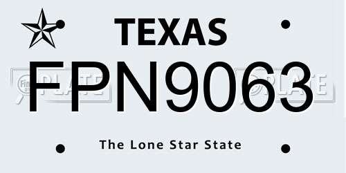 FPN9063 Texas License Plate