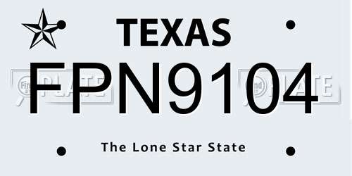 FPN9104 Texas License Plate
