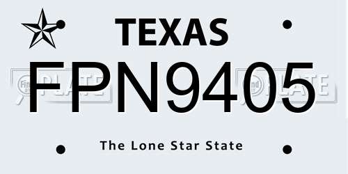 FPN9405 Texas License Plate