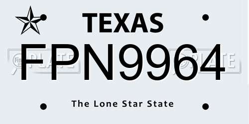 FPN9964 Texas License Plate