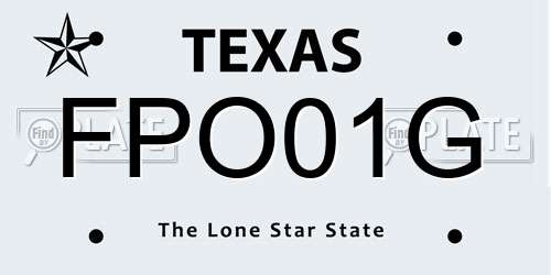 FPO01G Texas License Plate