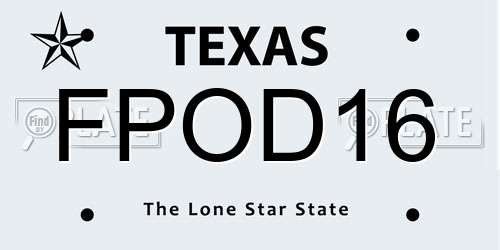 FPOD16 Texas License Plate