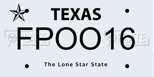 FPOO16 Texas License Plate
