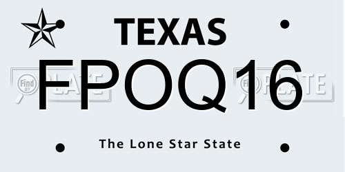 FPOQ16 Texas License Plate