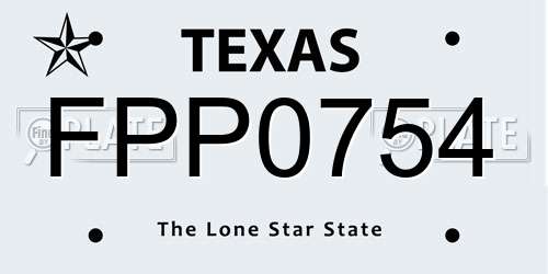 FPP0754 Texas License Plate