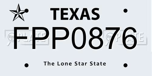 FPP0876 Texas License Plate