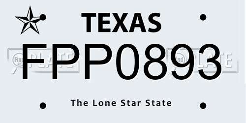 FPP0893 Texas License Plate