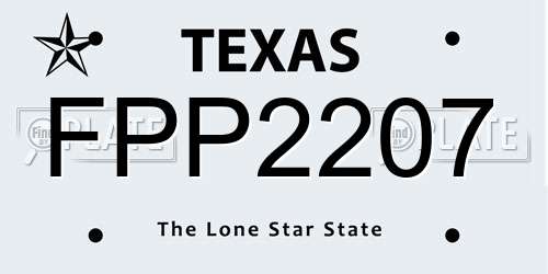 FPP2207 Texas License Plate