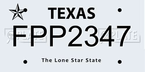 FPP2347 Texas License Plate