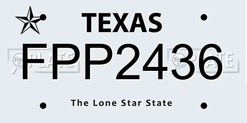 FPP2436 Texas License Plate