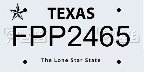 FPP2465 Texas License Plate