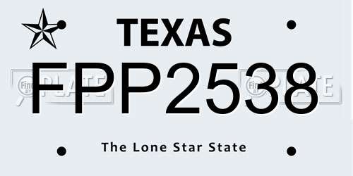 FPP2538 Texas License Plate