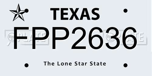 FPP2636 Texas License Plate