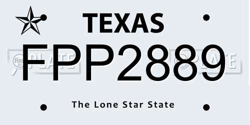 FPP2889 Texas License Plate