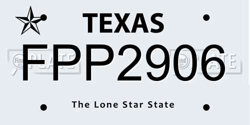 FPP2906 Texas License Plate