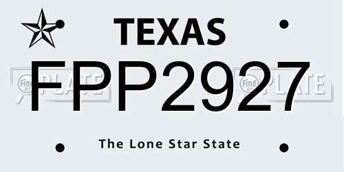 FPP2927 Texas License Plate