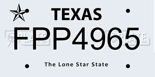 FPP4965 Texas License Plate