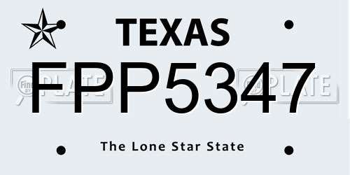 FPP5347 Texas License Plate