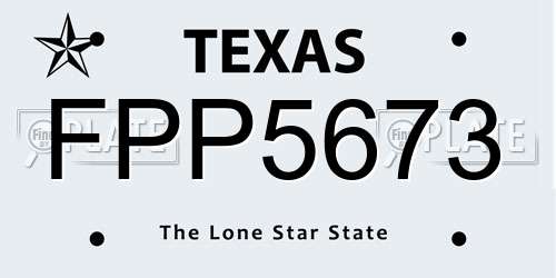 FPP5673 Texas License Plate