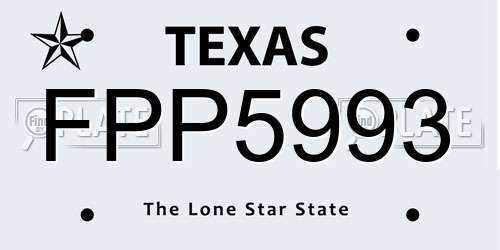 FPP5993 Texas License Plate