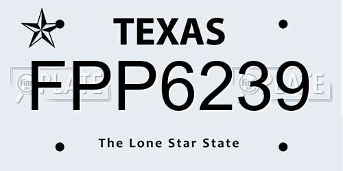 FPP6239 Texas License Plate