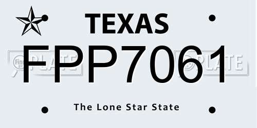 FPP7061 Texas License Plate