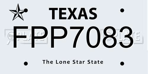 FPP7083 Texas License Plate