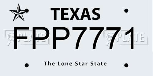 FPP7771 Texas License Plate
