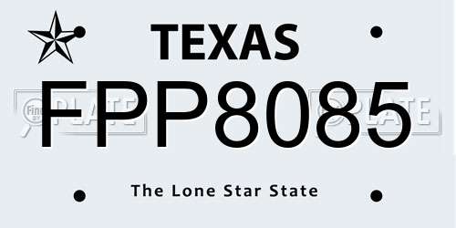 FPP8085 Texas License Plate