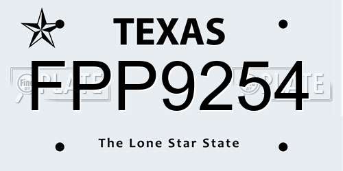 FPP9254 Texas License Plate