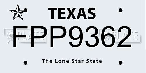 FPP9362 Texas License Plate