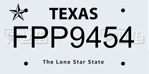FPP9454 Texas License Plate