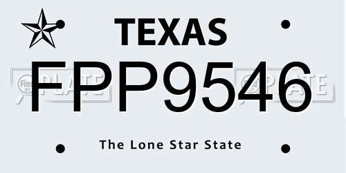 FPP9546 Texas License Plate