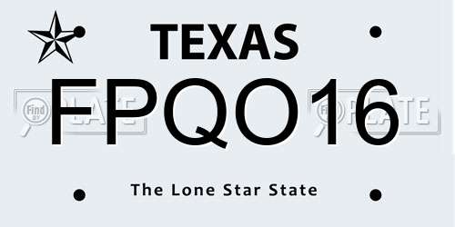 FPQO16 Texas License Plate